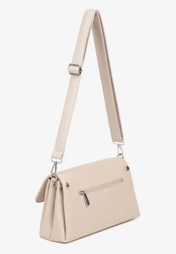 Ciemnobeżowa Trapezowa Torebka Typu Listonoszka z Klapą Gesselle