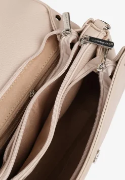 Ciemnobeżowa Trapezowa Torebka Typu Listonoszka z Klapą Gesselle