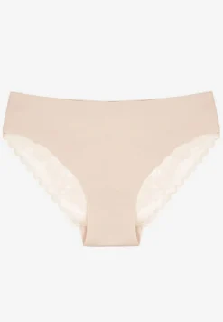 Ciemnobeżowe Bezszwowe Majtki o Kroju Fig z Koronką Zeiarae