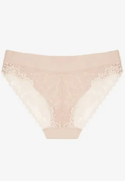 Ciemnobeżowe Bezszwowe Majtki o Kroju Fig z Koronką Zeiarae