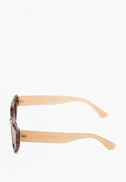 Ciemnobeżowe Designerskie Okulary Przeciwsłoneczne z Filtrem UV z Lekkiego Tworzywa Quesdia