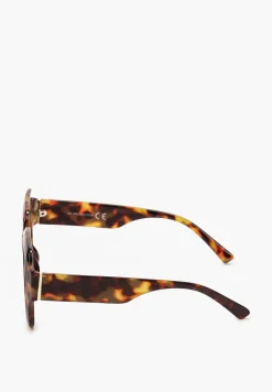 Ciemnobeżowe Kwadratowe Okulary Przeciwsłoneczne z Szerokimi Zausznikami Alectanha