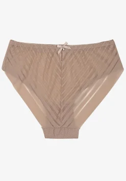 Ciemnobeżowe Majtki Typu Figi Ozdobione Paskami Ranmis