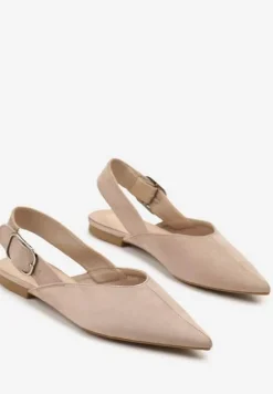 Ciemnobeżowe Sandały Vices Typu Slingback z Wkładką ze Skóry Naturalnej Rallora