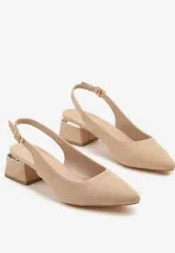 Ciemnobeżowe Sandały Vices Slingback ze Skórzaną Wkładką Ciarissa