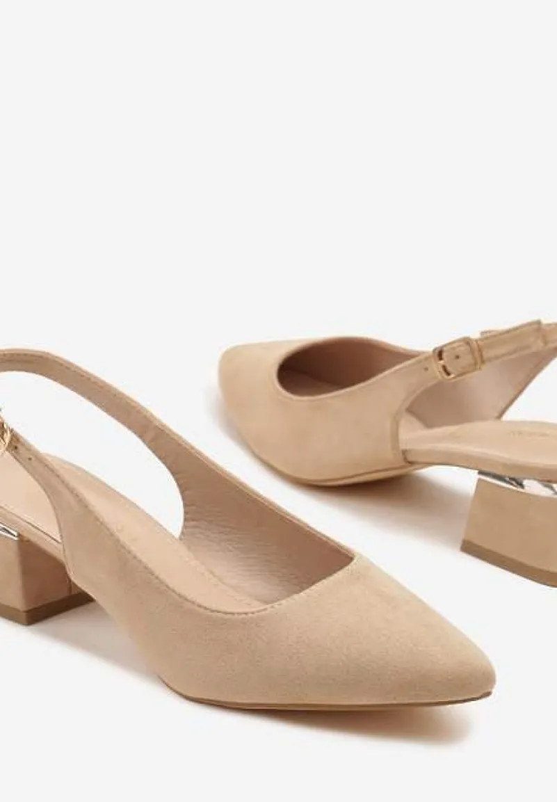 Ciemnobeżowe Sandały Vices Slingback ze Skórzaną Wkładką Ciarissa