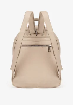 Ciemnobeżowy Casualowy Plecak z Metalicznym Zdobieniem Paseniela