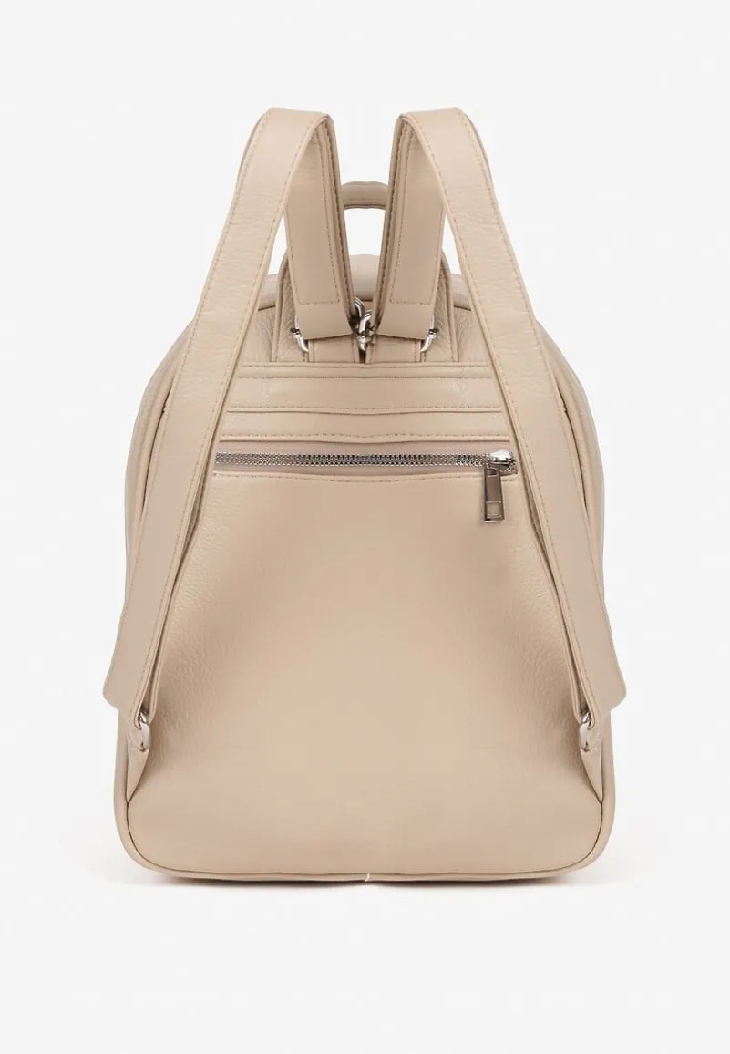 Ciemnobeżowy Casualowy Plecak z Metalicznym Zdobieniem Paseniela