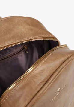 Ciemnobeżowy Casualowy Plecak z Metalicznym Suwakiem Idalerra