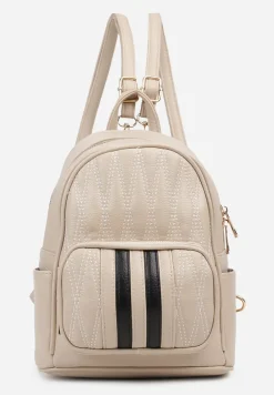 Ciemnobeżowy Casualowy Plecak z Tłoczonym Wzorem i Regulowanymi Odpinanymi Paskami Nelarose