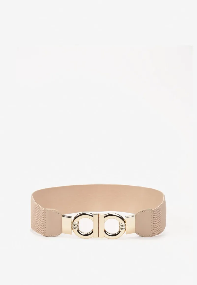 Ciemnobeżowy Gumowy Pasek z Ozdobnym Zapięciem Neteia