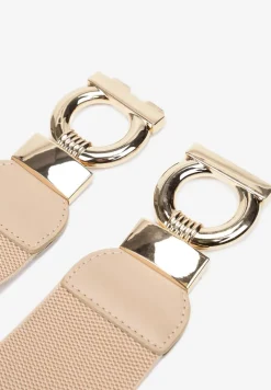 Ciemnobeżowy Gumowy Pasek z Ozdobnym Zapięciem Neteia