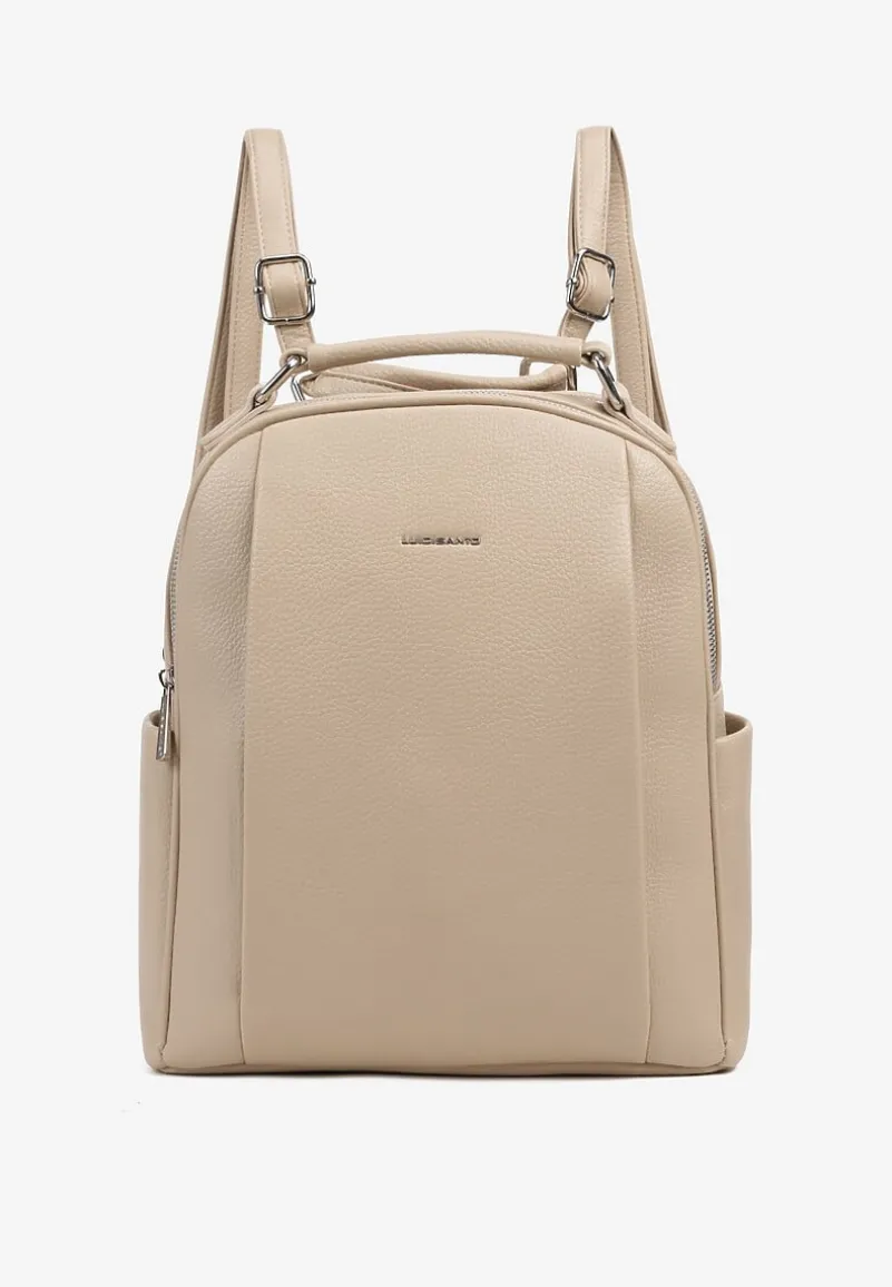 Ciemnobeżowy Mały Plecak o Geometrycznym Kształcie z Regulowanymi Szelkami Ralzeri