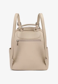 Ciemnobeżowy Mały Plecak o Geometrycznym Kształcie z Regulowanymi Szelkami Ralzeri