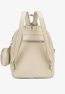 Ciemnobeżowy Mały Plecak z Dodatkową Saszetką i Kieszenią z Suwakiem Pasianne