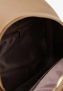 Ciemnobeżowy Mały Plecak z Imitacji Skóry na Regulowanych Szelkach z Łańcuszkiem Carnissa