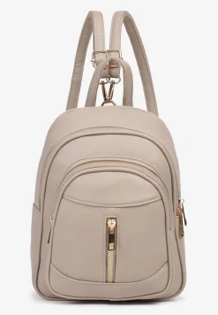 Ciemnobeżowy Plecak na Ramiączkach z Regulacją Wykończony Suwakami Nelsey