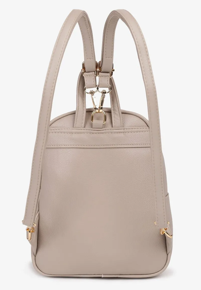 Ciemnobeżowy Plecak na Ramiączkach z Regulacją Wykończony Suwakami Nelsey