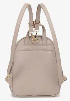 Ciemnobeżowy Plecak na Suwak Wykończony Regulowanymi Odpinanymi Paskami Nelda