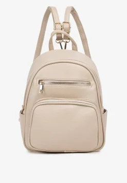 Ciemnobeżowy Plecak Ozdobiony Suwakami z Odpinanymi Paskami z Regulacją Nelmira