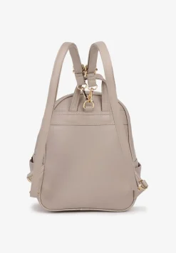 Ciemnobeżowy Plecak Ozdobiony Suwakiem z Regulowanymi Odpinanymi Paskami Ovatia