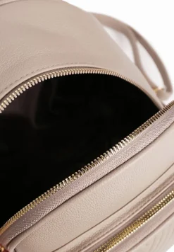 Ciemnobeżowy Plecak Ozdobiony Suwakiem z Regulowanymi Odpinanymi Paskami Ovatia