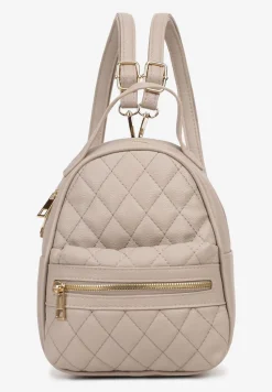 Ciemnobeżowy Plecak Pikowany z Odpinanymi Paskami z Regulacją Zapinany na Suwak Nenatia