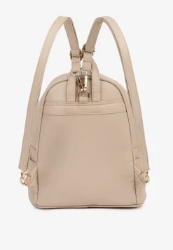 Ciemnobeżowy Plecak z Metalicznym Zdobieniem Efarinia