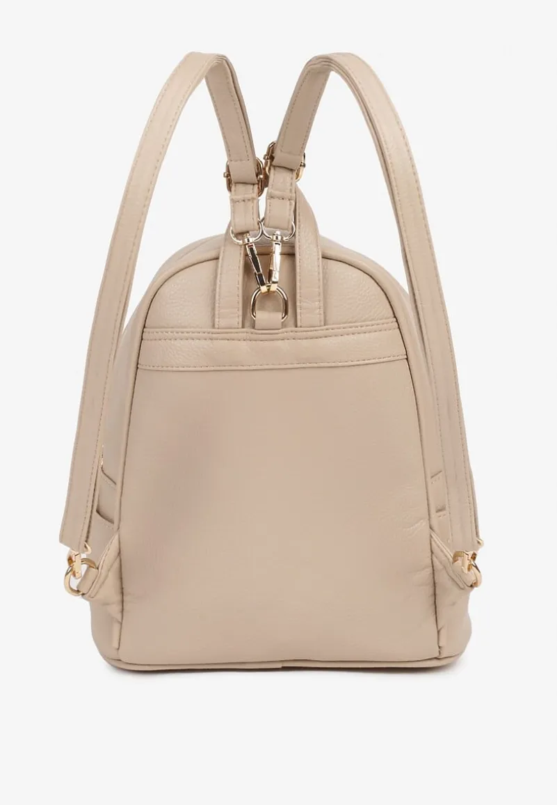 Ciemnobeżowy Plecak z Metalicznym Zdobieniem Efarinia