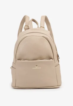 Ciemnobeżowy Plecak z Metalicznym Napisem Elisalla