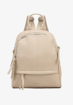 Ciemnobeżowy Plecak z Napisem i Ozdobnymi Suwakami Edelli