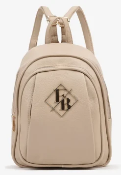 Ciemnobeżowy Trapezowy Plecak Zdobiony Elegancką Aplikacją Nanilia