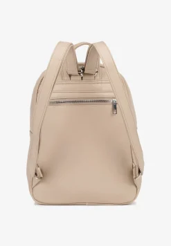 Ciemnobeżowy Trapezowy Plecak z Suwakiem z Frędzlami Idassea