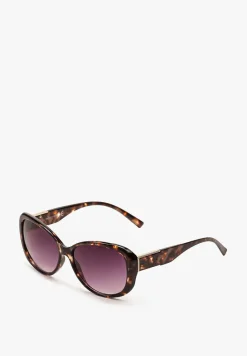 Ciemnobrązowe Casualowe Okulary Przeciwsłoneczne z Zaokrąglonymi Szkłami Giorasa