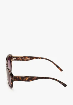 Ciemnobrązowe Casualowe Okulary Przeciwsłoneczne z Zaokrąglonymi Szkłami Giorasa