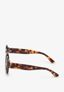 Ciemnobrązowe Okulary Przeciwsłoneczne Okrągłe w Stylu Retro Viralina