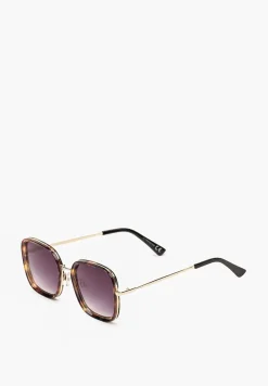 Ciemnobrązowe Okulary Przeciwsłoneczne o Kwadratowym Fasonie Clarilia