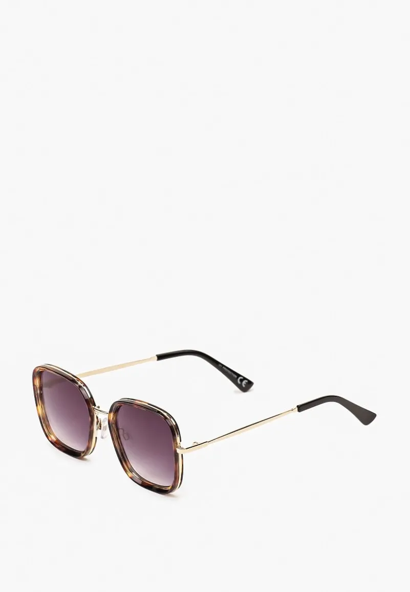 Ciemnobrązowe Okulary Przeciwsłoneczne o Kwadratowym Fasonie Clarilia