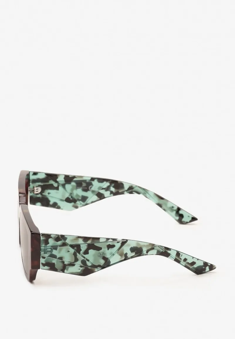 Ciemnobrązowe Okulary Przeciwsłoneczne o Geometrycznym Kształcie Naldia