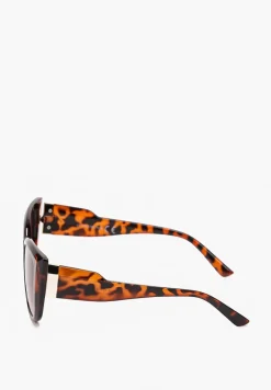 Ciemnobrązowe Okulary w Stylu Cat Eye z Masywnymi Oprawkami Amsesoa