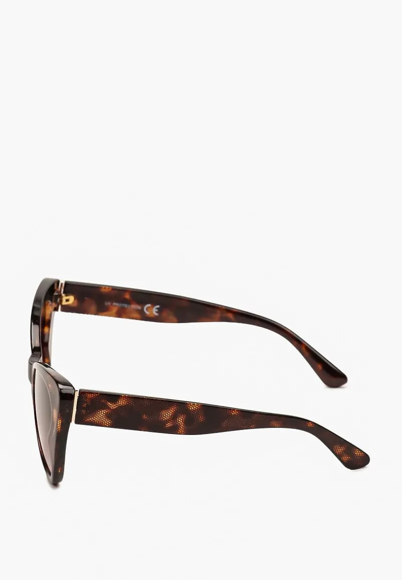 Ciemnobrązowe Oryginalne Okulary Przeciwsłoneczne Cat Eye Nleasa