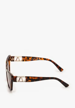 Ciemnobrązowe Przeciwsłoneczne Okulary z Modną Oprawką Kocie Oczy Zephirana