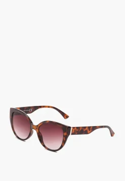 Ciemnobrązowe Szerokie Okulary Przeciwsłoneczne z Oprawką Kocie Oczy Nagarria