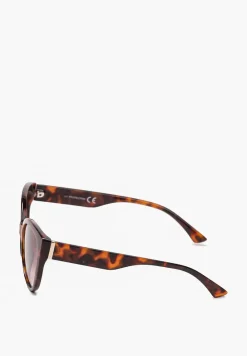 Ciemnobrązowe Szerokie Okulary Przeciwsłoneczne z Oprawką Kocie Oczy Nagarria