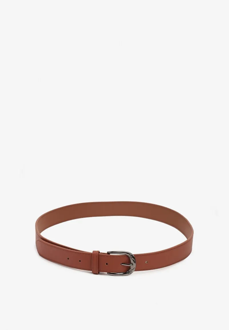 Ciemnobrązowy Pasek z Ekoskóry z Klamerką Fleureti