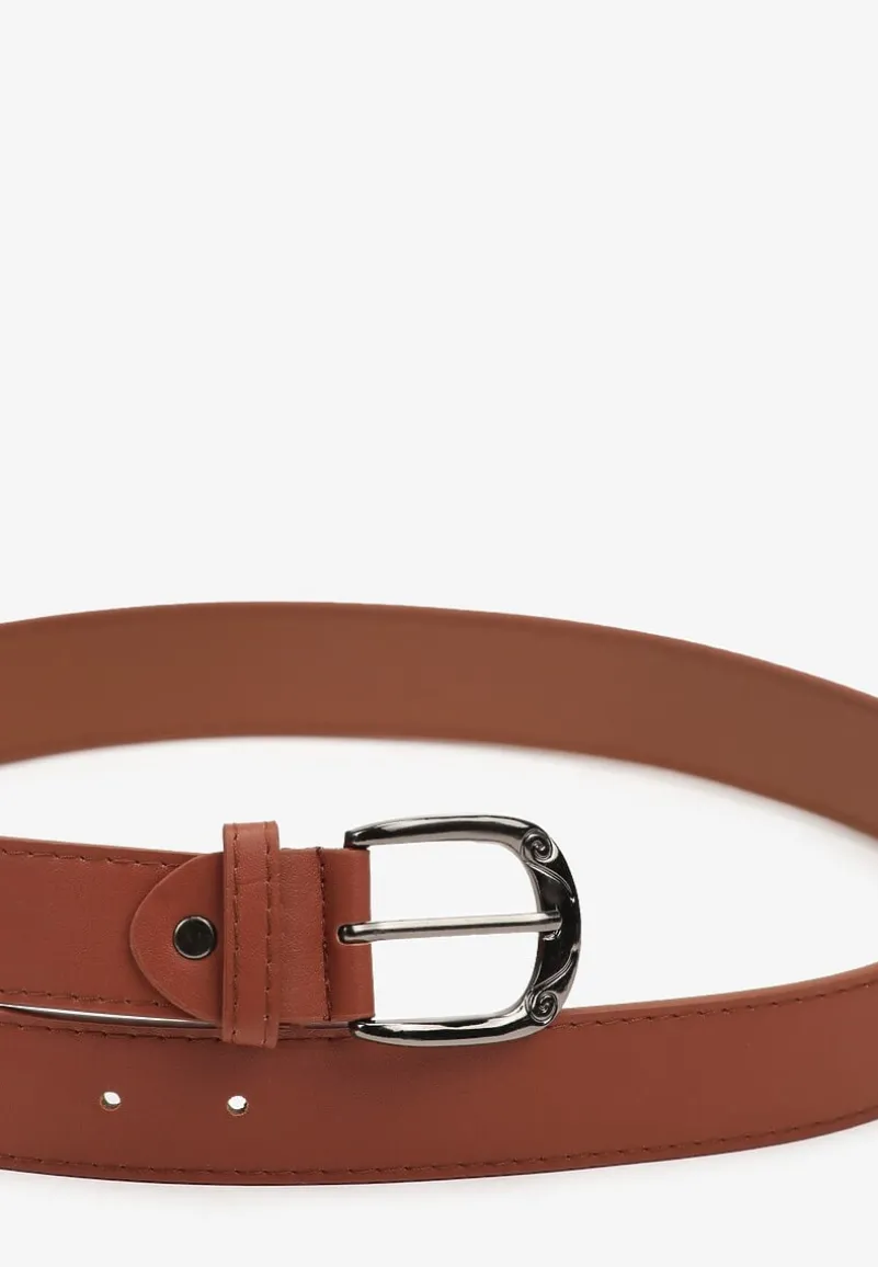 Ciemnobrązowy Pasek z Ekoskóry z Klamerką Fleureti