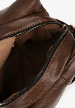 Ciemnobrązowy Plecak Zdobiony Naszywką z Misiem Tobiola