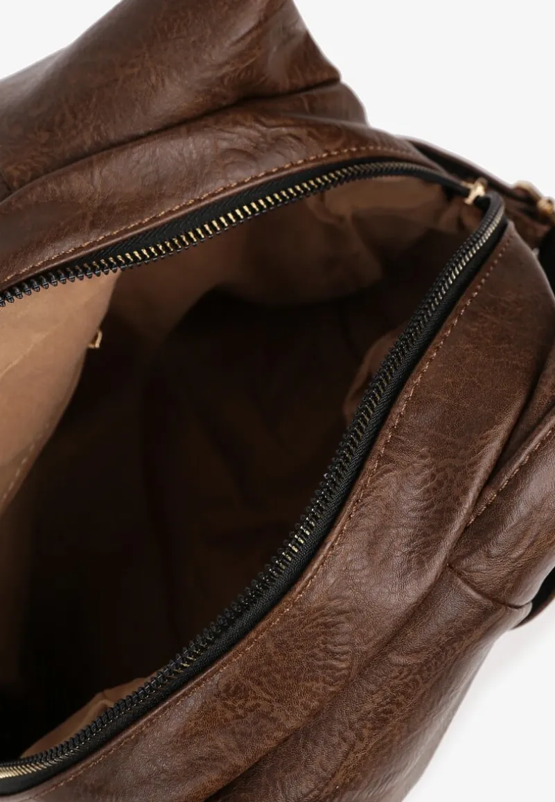 Ciemnobrązowy Plecak Zdobiony Naszywką z Misiem Tobiola