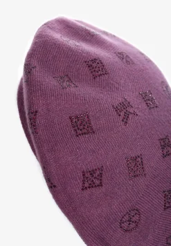 Ciemnofioletowa Czapka Beret w Naszywki w Cyrkonie Nlaria