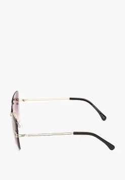Ciemnofioletowe Okulary Przeciwsłoneczne w Metalicznej Oprawie Hellimia